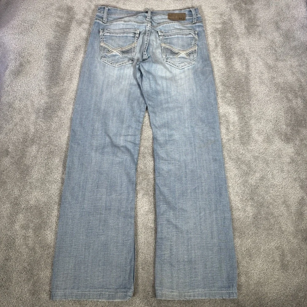 BKE Jake Jeans Mens 32x32 (Tag 32x34) Light Blue Denim Straight Leg Custom Hems